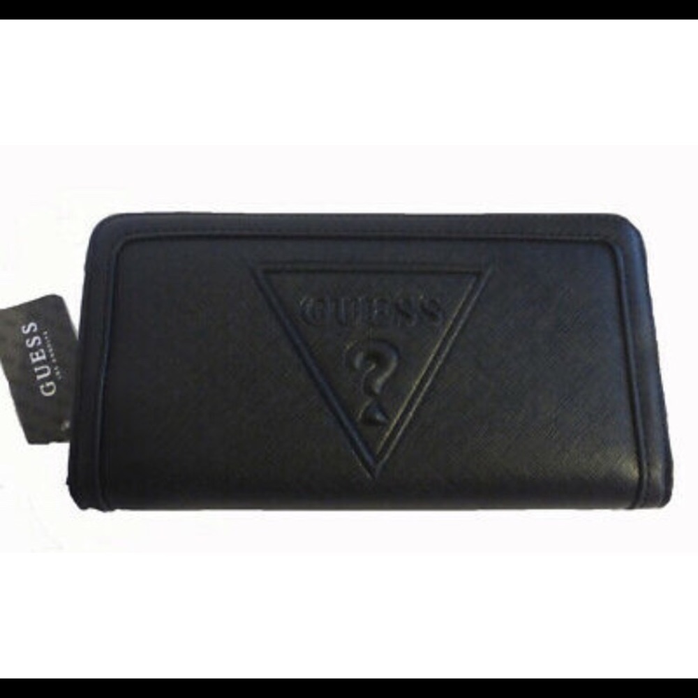 Guess Black Zip Around Wallet Clutch, NWT